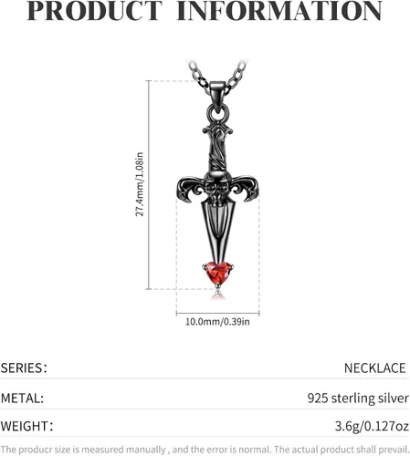 Vista 3 de AIEGNOS Skull Necklace for Men Women 925 Sterling Silver Black Gold Skull Gothic Punk Necklaces Jewelry for Unisex Couple Birthday Christmas Gifts