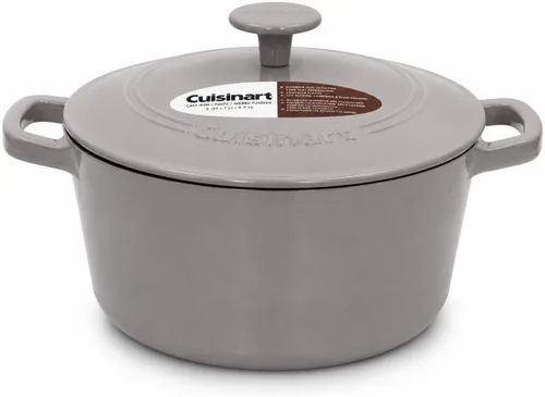Vista 23 de Cuisinart Freidora de pollo de hierro fundido de 12 pulgadas con tapa, capacidad de 4.5 cuartos de galón, interior esmaltado de porcelana, apta