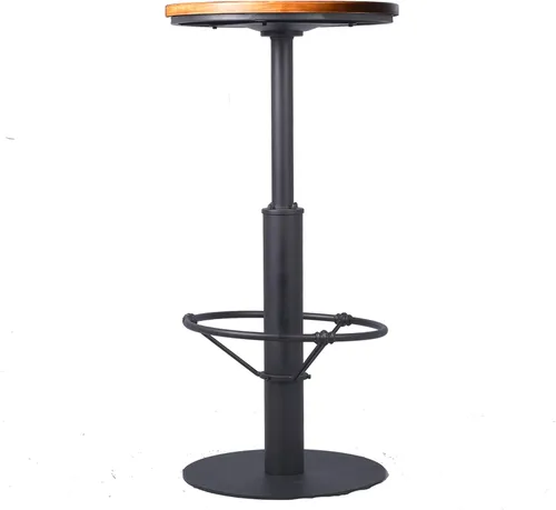 Vista 5 de Mesa de bar estilo industrial de 42 pulgadas, parte superior de madera redonda, base de metal negro mate