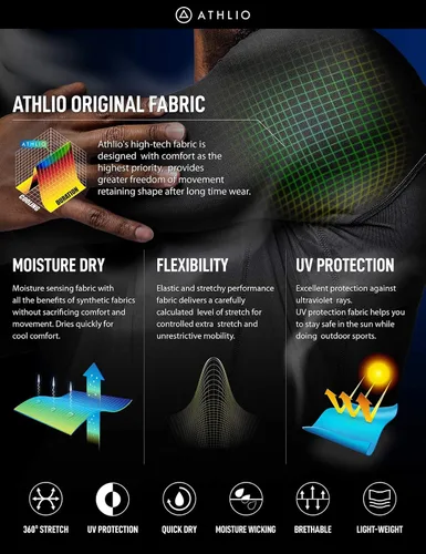 Vista 4 de ATHLIO - Paquete de 1 o 3 camisetas de compresión de manga larga con protección FPU 50+ para hombre, camiseta de protección para deportes acuáticos