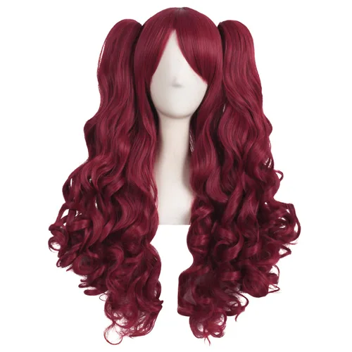 Vista 35 de Peluca MapofBeauty Lolita para disfraz, cabello largo, rizado, con coleta, Blanco