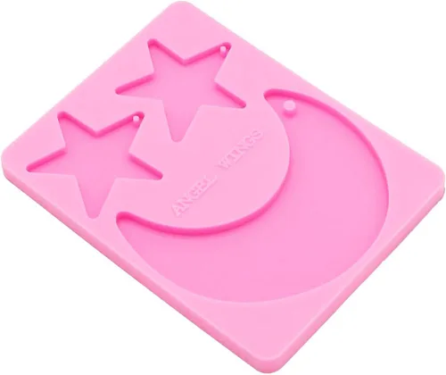 Vista 5 de Angel Wings Llavero con forma de estrella y luna, moldes de silicona, aretes, molde de resina, llavero de resina para manualidades, colgantes