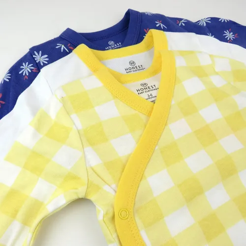 Vista 3 de HonestBaby - Conjunto de 3 monos de algodón orgánico de manga larga con cierre lateral