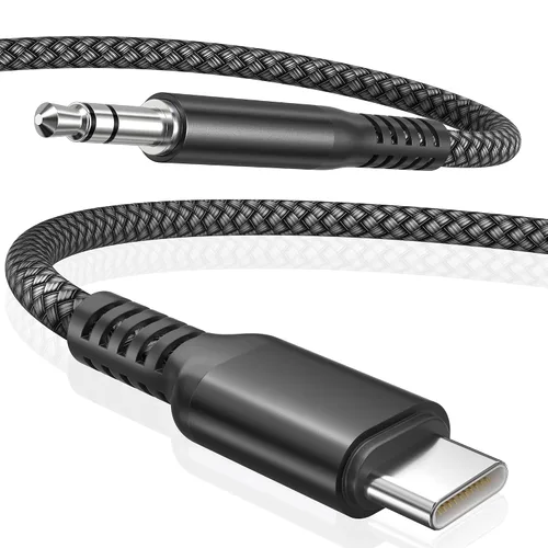 Vista 9 de Elebase Cable auxiliar para Samsung Galaxy S25 S24 de 1.2 m, cable USB C a aux, adaptador de audio auxiliar tipo C a conector de 3.5 mm para Z Fold