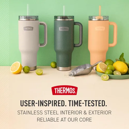 Vista 8 de THERMOS Taza Portavasos de Acero Inoxidable - 40 Onzas, Carmesí - Vaso Aislado con Tapa y Popote, Más Bloqueo Deslizante Resistente a Fugas