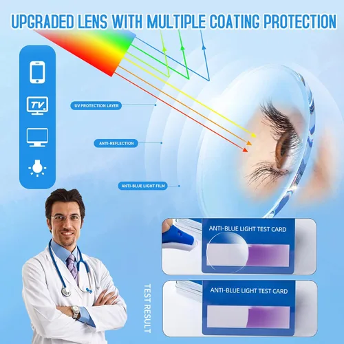 Vista 6 de Oversized Square Metal Reading Glasses Women Men, Large Anti Eyestrain Eyewear, Blue Light Blocking Computer Readers