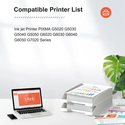Vista 2 de v4ink Botella de tinta de repuesto compatible GI20 para botella de tinta de repuesto Canon GI-20 para usar con impresora de inyección de tinta PIXMA