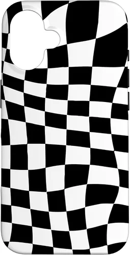 Vista 32 de Funda clásica a cuadros para iPhone 17, diseño ondulado de tablero de ajedrez en blanco y negro
