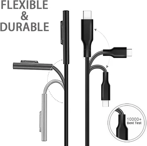 Vista 8 de MOCOST Microsoft Surface Connect a USB-C PD 15 V Cable de carga compatible con Microsoft Surface Pro Series, Surface Book Series, Surface Laptop