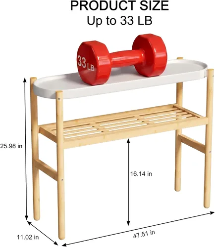 Vista 2 de Estantería de bambú Wisuce para interiores, mesa de 2 niveles de altura para ventana, soporte para múltiples plantas..