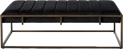 Vista 4 de Christopher Knight Home Vassy Modern - Banco otomano de terciopelo con acabado de latón, color negro