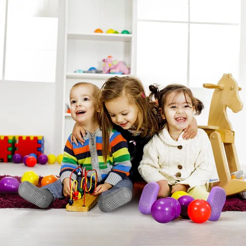 Vista 6 de 30 pares de calcetines antideslizantes para niños pequeños calcetines de tobillo antideslizantes con agarres para niños de 1 a 3 años bebés y niñas