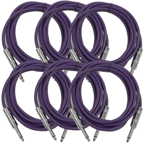Vista 6 de Seismic Audio Cables de guitarra para altavoces, cables de guitarra TS de ¼ pulgadas, 3 pies, multicolor, paquete de 6 Color múltiple