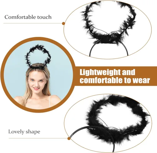 Vista 4 de Beaupretty 2 diademas con halo de ángel diadema con halo negro accesorios para el cabello para niños y niñas disfraz de Halloween y Navidad