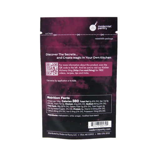 Vista 3 de Polvo de vinagre blanco destilado sin gluten vegano OU Kosher certificado - 50g/2oz