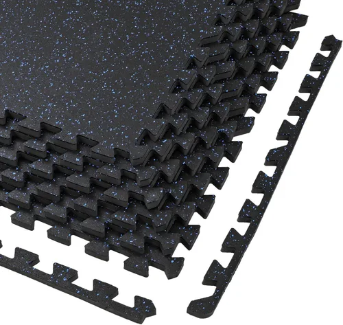 Vista 8 de Xspec Alfombrilla de ejercicio de espuma EVA de 1/2 pulgada de grosor de 48 pies cuadrados (12 azulejos) con parte superior de goma entrelazada