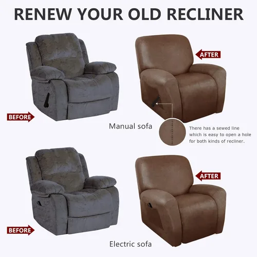 Vista 6 de ANARACHON Fundas para Sillas Reclinables Tipo Cuero, 4 Piezas Funda para Sillón Reclinable Lazy Boy, Protector de Muebles - Funda Suave Lavable