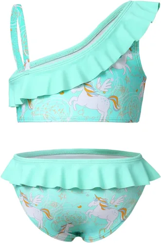Vista 4 de Phineein Traje de baño tankini de 2 piezas para niñas con estampado de corazón y frutas tropicales