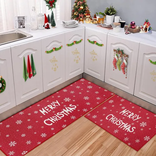 Vista 10 de CAROMIO Tapete de cocina de Navidad, lavable, antideslizante, tapete decorativo de Navidad, tapete antideslizante para fregadero de lavandería, 17 x