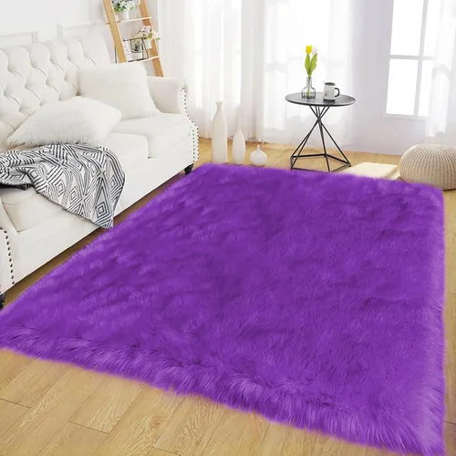 Vista 133 de Latepis - Alfombra rectangular de piel sintética tipo lana de oveja suave y esponjosa de estilo bohemio para sala de estar, dormitorio y residencias