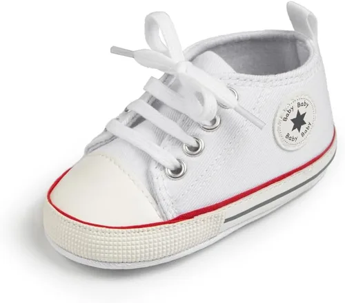 Vista 6 de KIDSUN zapatos deportivos altos hasta el tobillo para bebés, niños y niñas con suela antideslizante, suaves, para recién nacidos, zapatos
