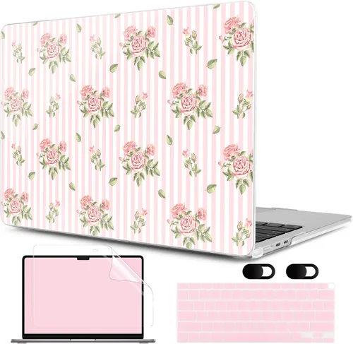 Vista 23 de MEEgoodo Funda para MacBook Air de 13 pulgadas 2021 2020 2019 2018 lanzada A2337 M1 A2179 A1932 con Touch ID, carcasa rígida de plástico y cubierta