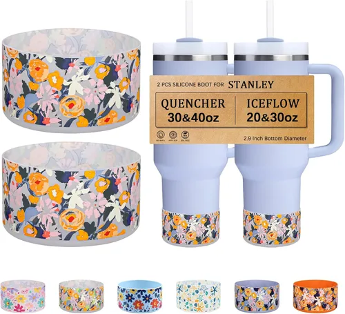 Vista 34 de HEYSKAY Base protectora de silicona para botas Stanley Quencher Adventure de 40 onzas y vaso Stanley IceFlow de 20 onzas y 30 onzas, y compatible 2