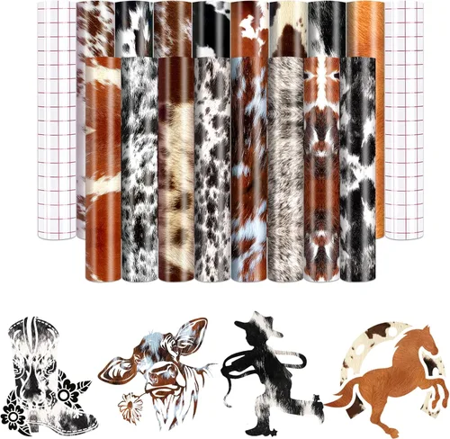 Vista 15 de Vinilo adhesivo permanente con estampado de animales africanos, 12 hojas de 12 x 10 pulgadas para manualidades de vasos Estampado De Animales -12