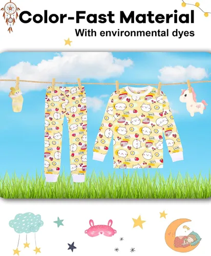 Vista 7 de Pijamas para niñas de 4 piezas, 100% algodón, talla 18 meses-12 años