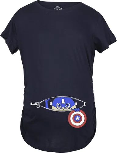Vista 2 de Camiseta de maternidad Peeking Captain Baby con anuncio de embarazo divertido, marino