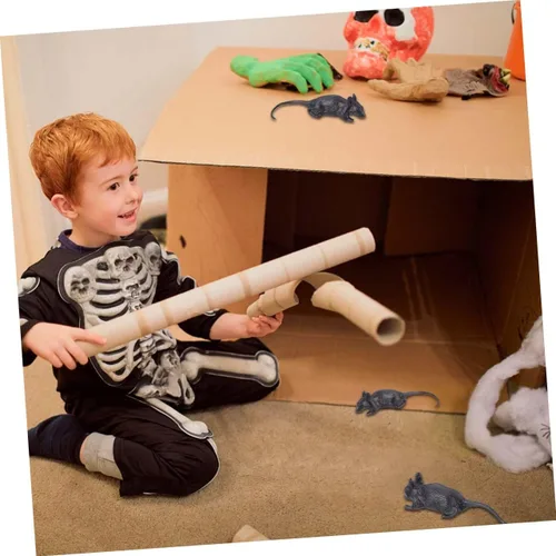 Vista 7 de 10 piezas de simulación de Halloween de plástico falsos ratones broma decoración ligera aterradora para fiestas