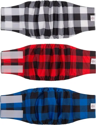 Vista 57 de CuteBone - Pañales lavables para perro macho, banda abdominal, paquete de 3 unidades, color negro, modelo DM54XS