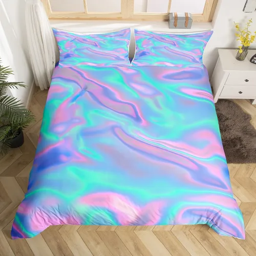 Vista 2 de Erosebridal Funda de edredón de teñido anudado, juego de ropa de cama con estampado colorido, funda de edredón psicodélica, funda de edredón verde