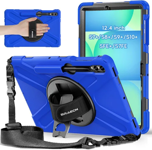 Vista 8 de BRAECNstock Funda para Samsung Galaxy Tab S10 Lite/ S10 FE/ S9 FE/ S9/ S8/ S7 5G Funda de 10.9"/11", Funda Protectora a Prueba de Golpes con Soporte