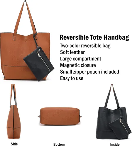 Vista 5 de Scarleton Leather Tote Bag for Women, Womens Purses and Handbags, Reversible Tote Bags for Women, Purses for Women, H1842