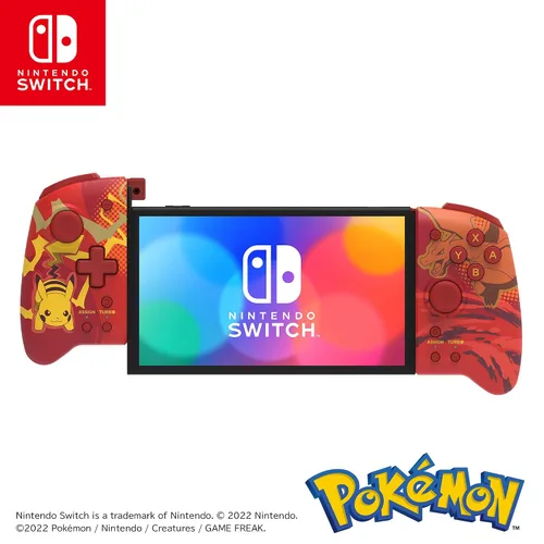 Vista 3 de HORI Nintendo Switch Split Pad Pro (Pikachu & Charizard) - Ergonomic Controller for Handheld Mode - Officially Licensed by Nintendo & Pokémon