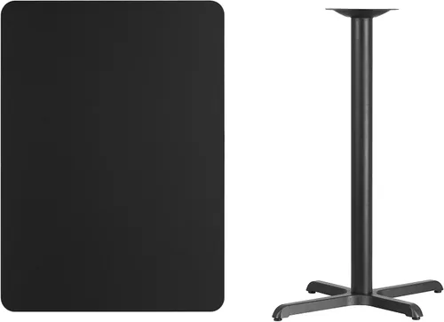 Vista 2 de Flash Furniture Mesa rectangular laminada negra de 30 x 42 pulgadas con base de mesa de altura de barra de 23.5 x 29.5 pulgadas Altura