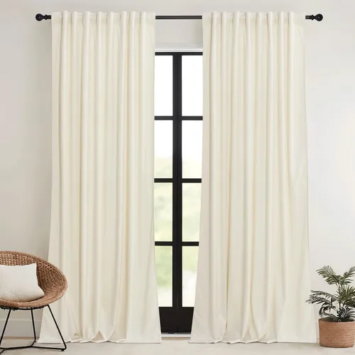 Vista 44 de RYB HOME Cortinas elegantes de terciopelo verde de 63 pulgadas de largo, bloqueo de luz, aislamiento térmico, elegantes cortinas de terciopelo