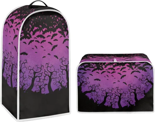 Vista 42 de Juego de fundas para tostadora y licuadora, árbol de gato negro, calabaza, casual, lavable, para cafetera, accesorios de cocina, Halloween, pequeño