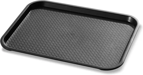 Vista 3 de New Star Foodservice Bandeja de comida rápida, juego de 12 (negro, 12 x 16 pulgadas)