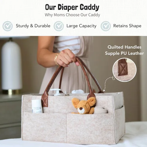 Vista 2 de Lily Miles Organizador de pañales para bebé, cesta de almacenamiento para recién nacidos, regalo neutro para baby shower, imprescindible