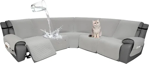 Vista 37 de Fundas de terciopelo 10% impermeables para sofá modular reclinable en forma de L, 1 pieza, fundas acolchadas para sofá reclinable esquinero, juego