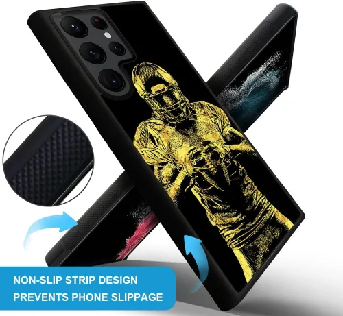 Vista 4 de Funda compatible con Samsung Galaxy S23 Ultra, fundas de teléfono de fútbol americano para hombres y mujeres, goma de silicona suave completa