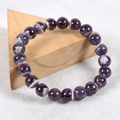 Vista 4 de Justinstones Pulsera elástica de cuentas redondas de 0.394 in con gemas semipreciosas, 7 pulgadas, unisex