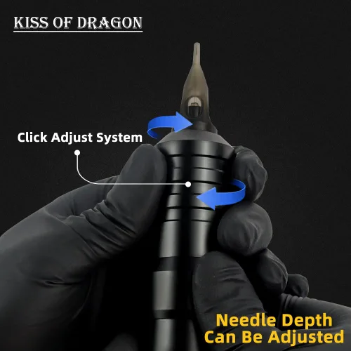 Vista 3 de Kit de pistola de tatuaje Kiss of Dragon - Kit de tatuaje completo inalámbrico máquina de tatuaje 2400mAh fuente de alimentación 20pcs agujas