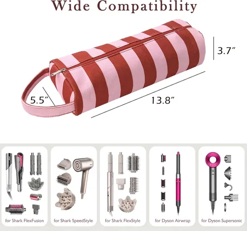 Vista 2 de RSRSLEII Bolsa de viaje a rayas para herramientas para el cabello 06 Rojo y Rosa
