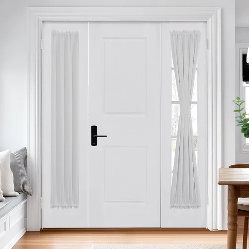 Vista 68 de Deconovo Cortinas opacas para puerta, bolsillo para cortinero y cortinas de bloqueo con aislamiento térmico para dormitorio, 137.16 x 189.2 cm, azul