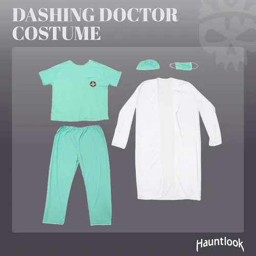 Vista 3 de Disfraz de Dashing Doctor de Halloween para adultos, disfraz divertido para hombre