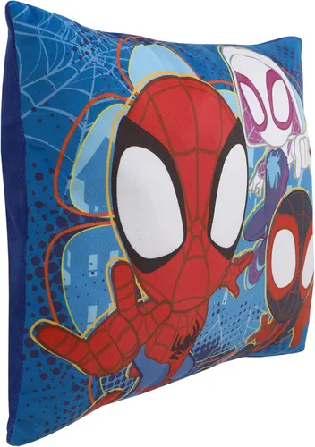 Vista 2 de Marvel Spidey and his Amazing Friends Spidey Team - Almohada súper suave para niños pequeños, color rojo, blanco y azul