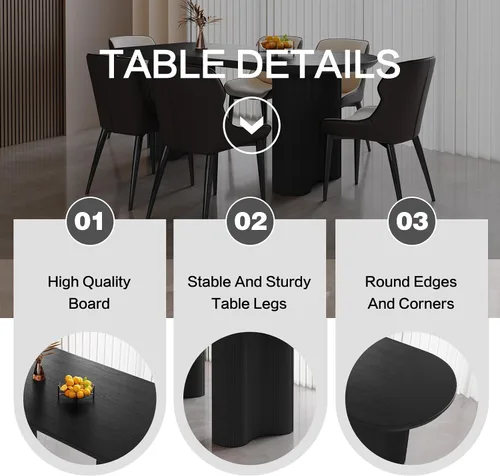 Vista 3 de Guyii Mesa de comedor de 62.99 pulgadas con una mesa completa, mesa de cocina moderna para 6 personas, mesa de comedor interior para cocina, bar